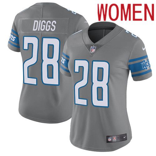 Women Detroit Lions #28 Quandre Diggs Nike Grey Rush Vapor Limited NFL Jersey->women nfl jersey->Women Jersey